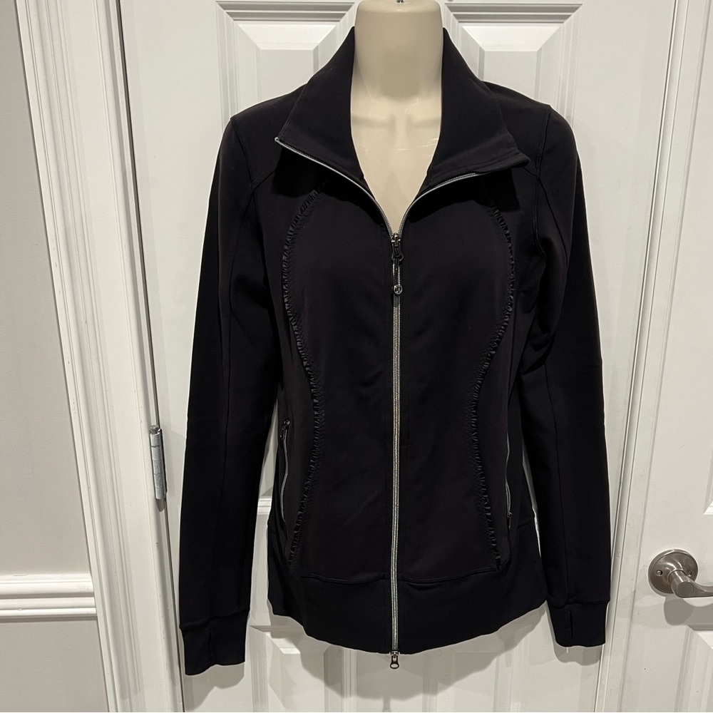 Lululemon Nice Asana Jacket black with ruffles Sz 6